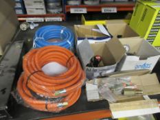 Weldgas cutting torch, propane torch burner, various regulators, hoses etc.