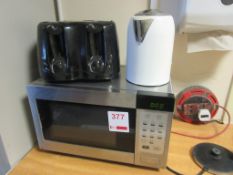 Microwave, 4 slice toaster & kettle