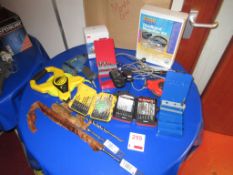 Miscellaneous lot including drill bits, tape measures, light meter, adjustable spanner, headband