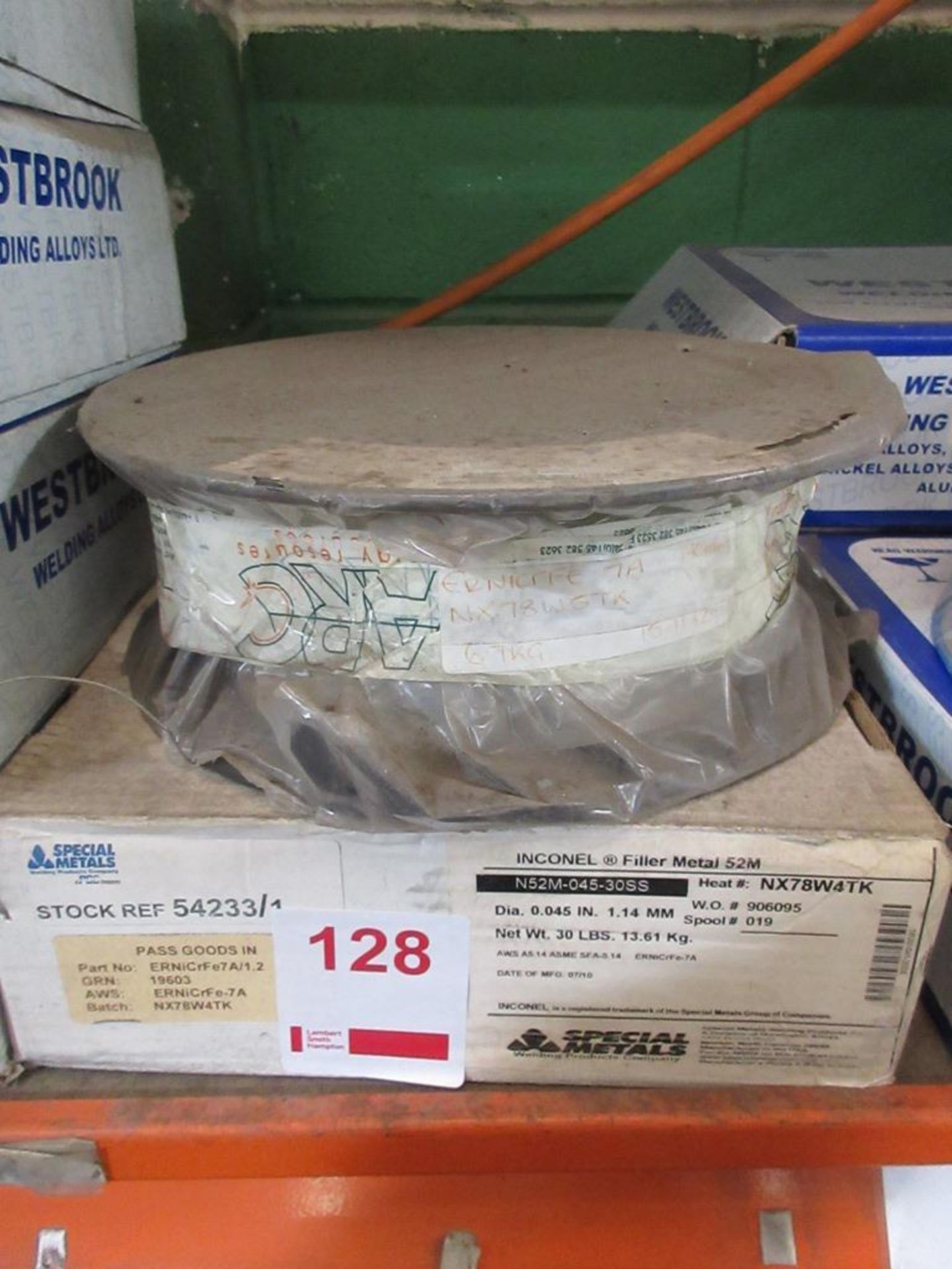 Two reels of Inconel filler metal, part no. ERNICRFE7A-1.2