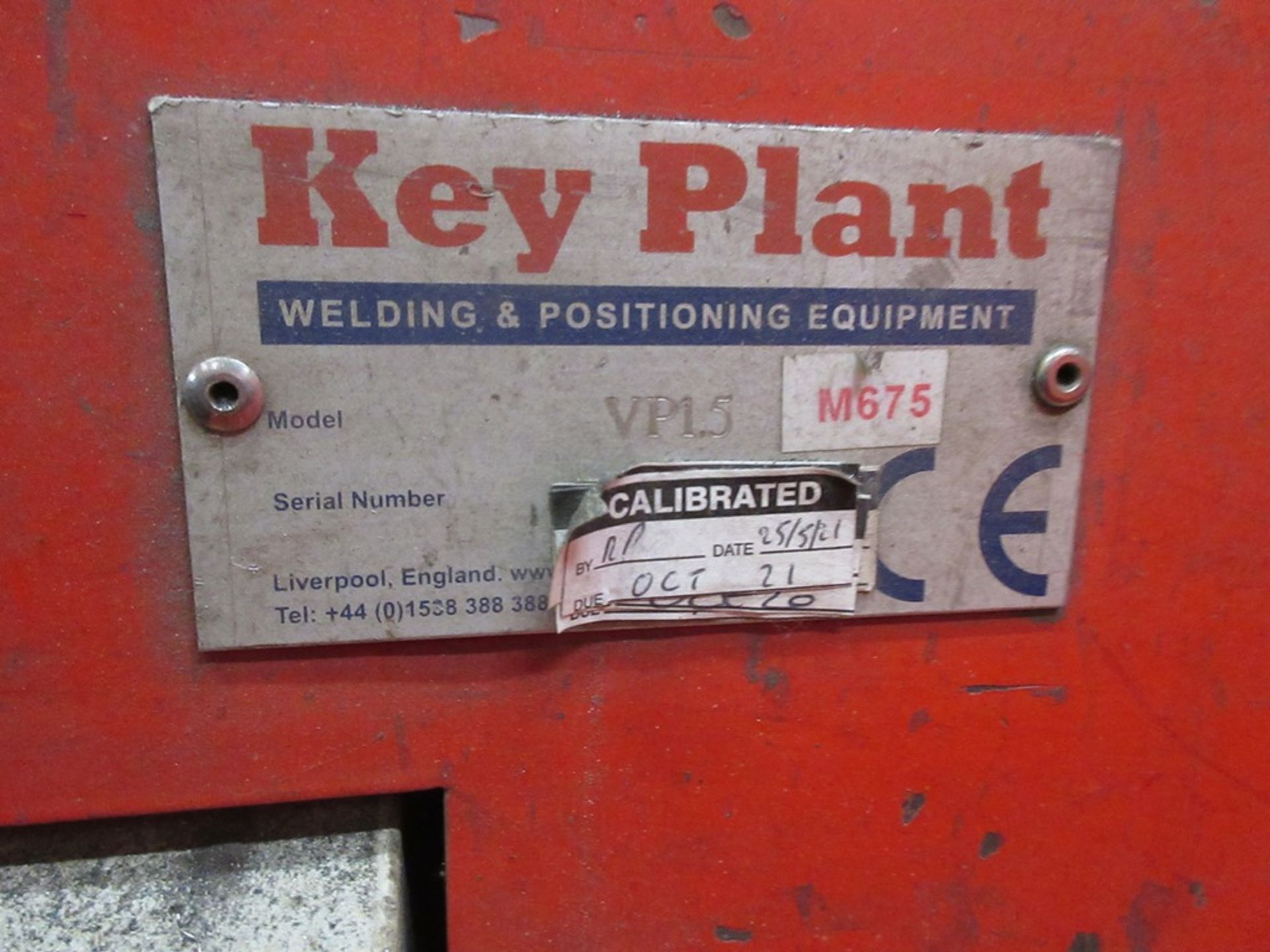 Key Plant VP15 1.5 tonne welding positioner, plate diameter 1150mm - Image 3 of 5