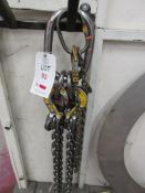 Two assorted lifting chains and hoists NB: This item has no record of Thorough Examination. The