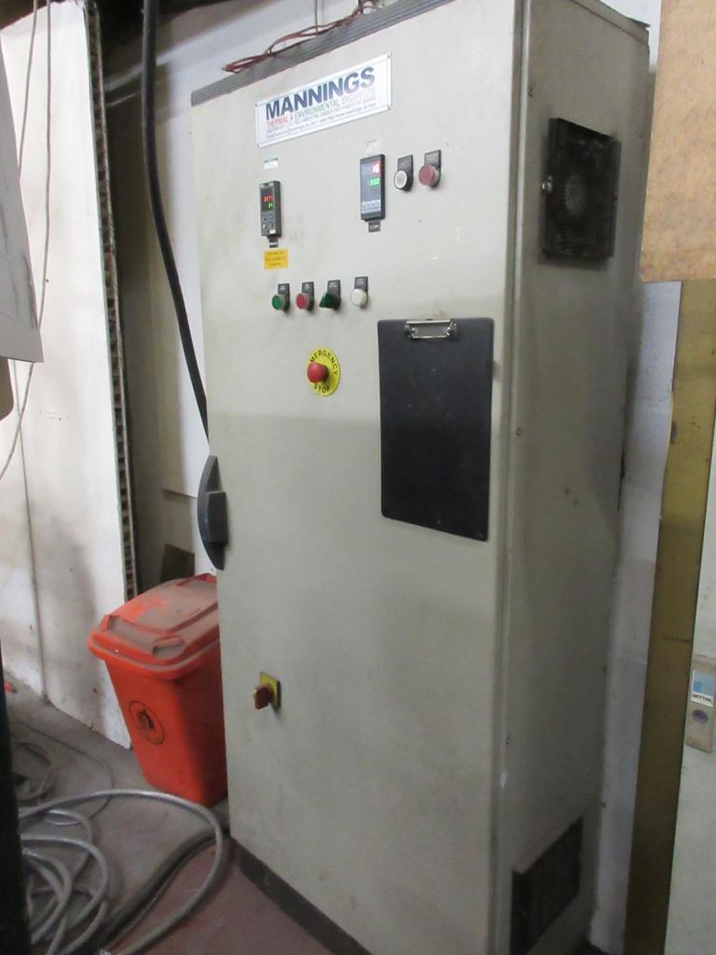 Mannings electric lever door furnace, working area 300mm, aperture 680 x 460mm, depth 1500mm, with - Image 5 of 7