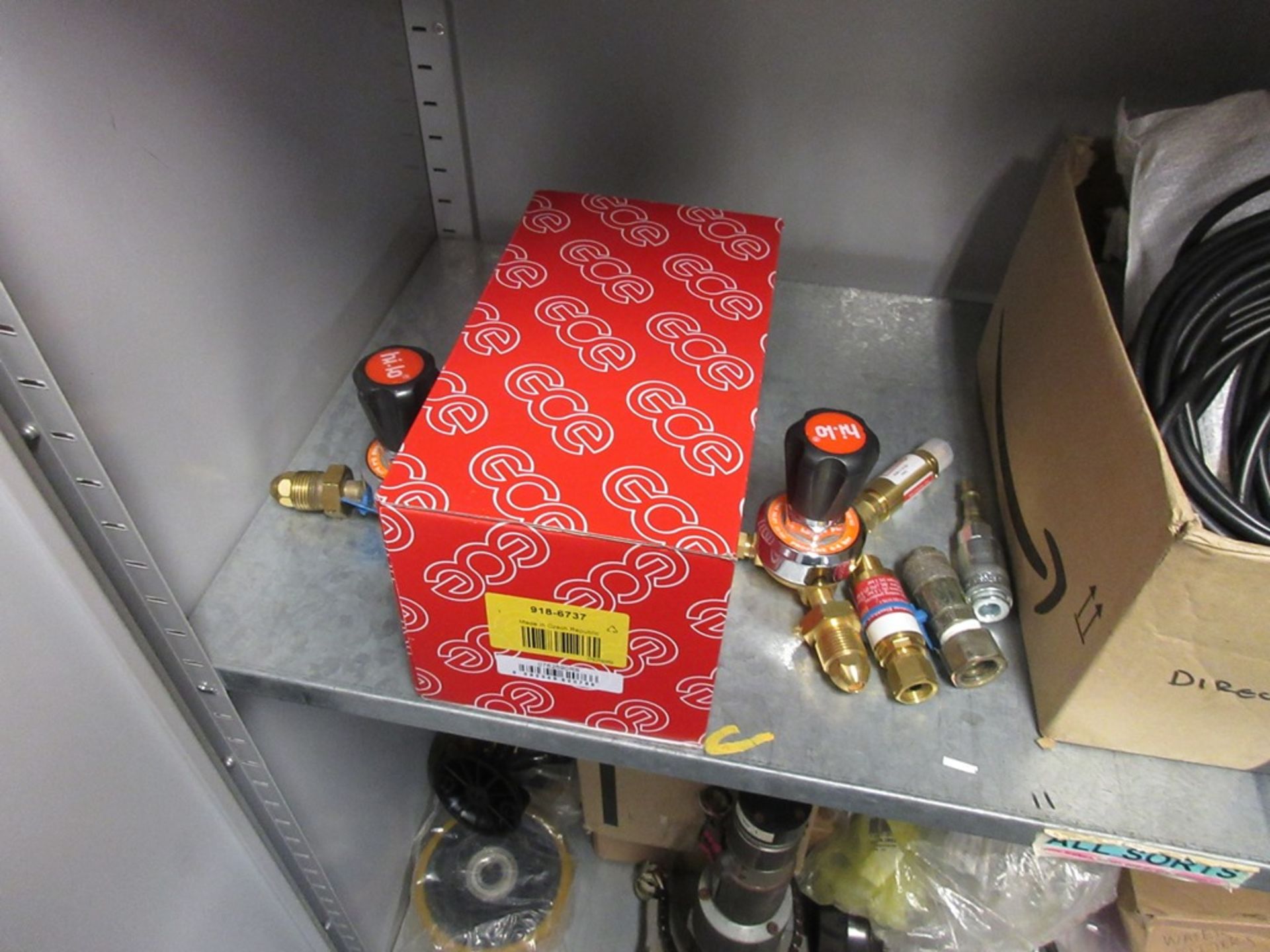 Cupboard and contents including gas regulators, power supply units, electrode connectors, janes, - Image 6 of 9