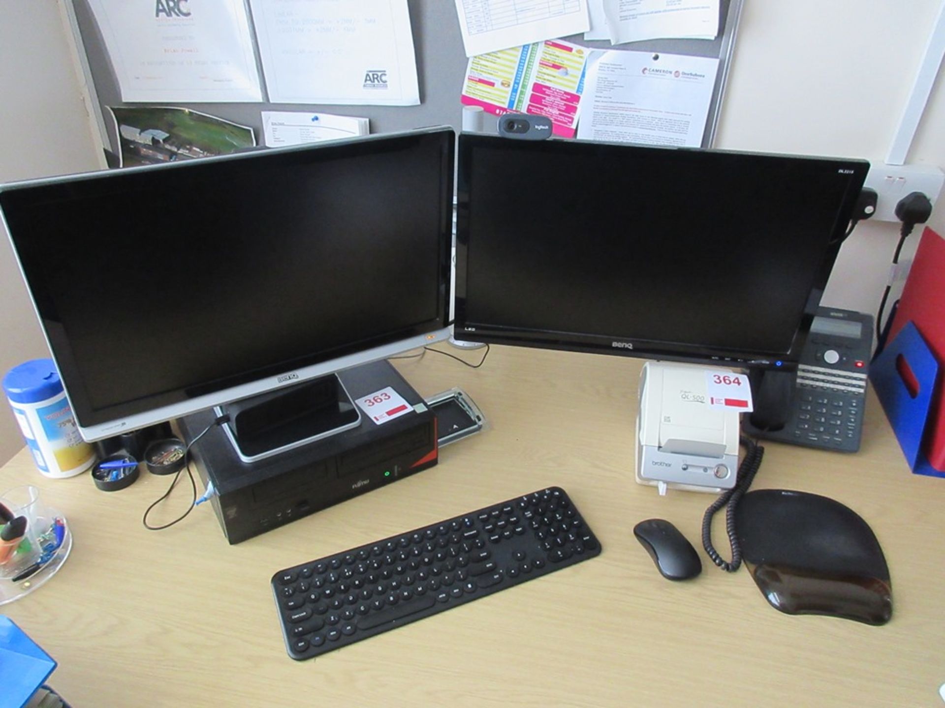 Fujitsu Core i5 computer system, with 2 x Benq flatscreen monitors
