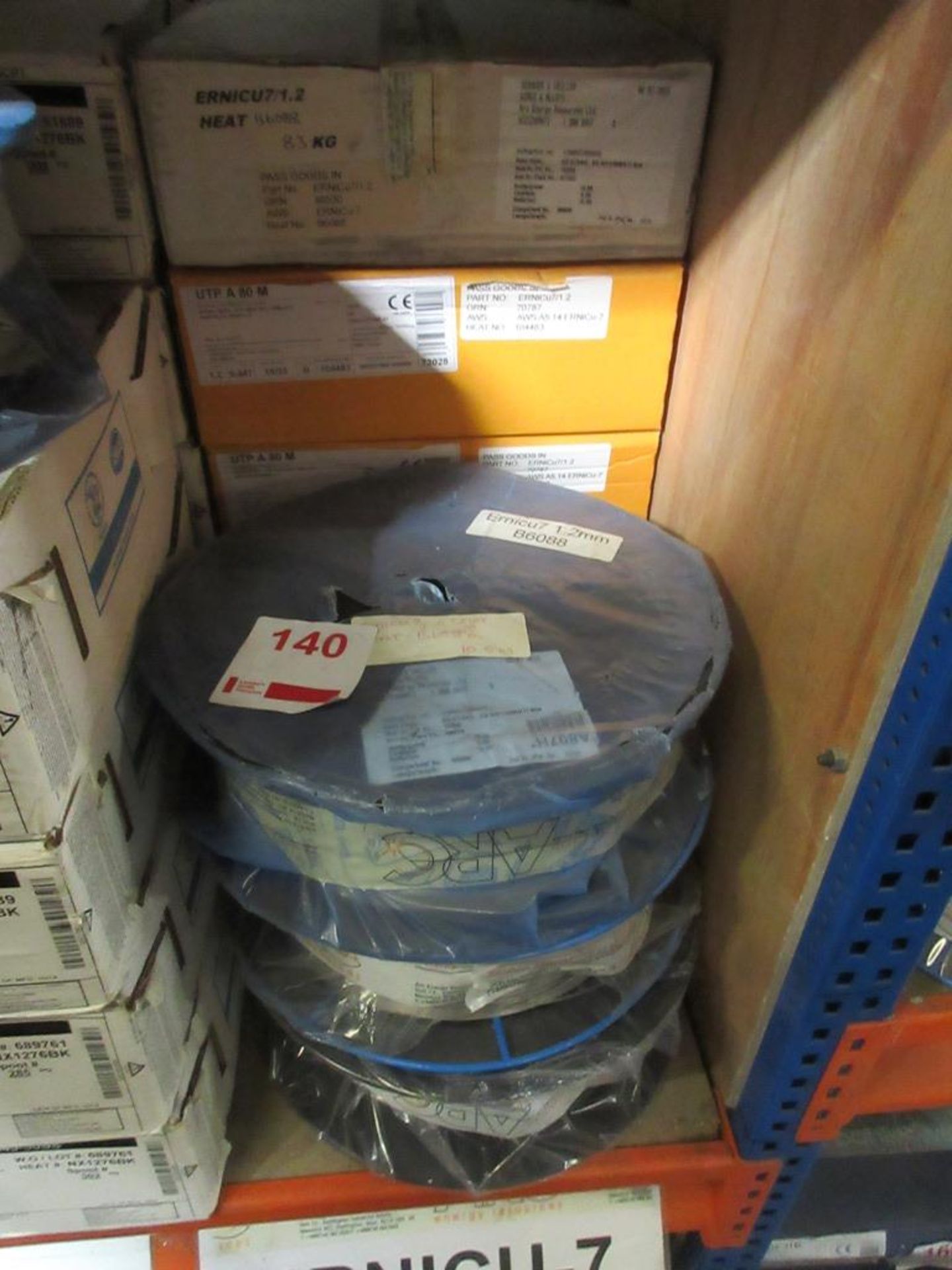 Eight reels of welding wire including UTP A80M, part no. ERNICU7/1.2