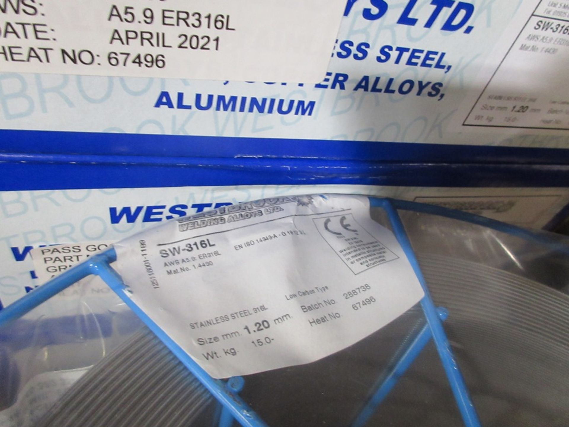 Ten reels of SW 316L stainless steel low carbon welding wire, part no. R316L/1.2 - Image 4 of 5