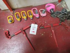 Seven assorted lifting eyelet, two 5400 LBS tensioners NB: This item has no record of Thorough