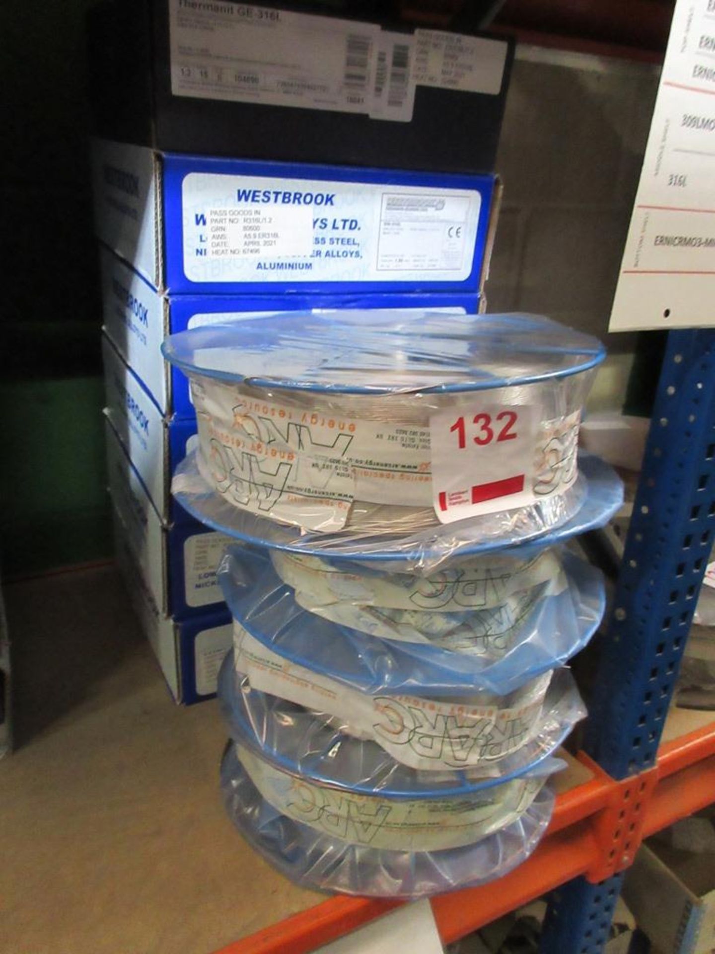 Ten reels of SW 316L stainless steel low carbon welding wire, part no. R316L/1.2