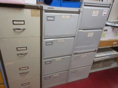 Three metal 4-drawer filing cabinets