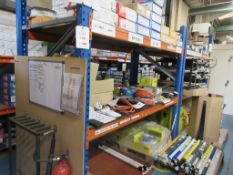 Two bays of adjustable boltless racking, approx. size 2.4m x 1100mm x 2.2m - excluding contents