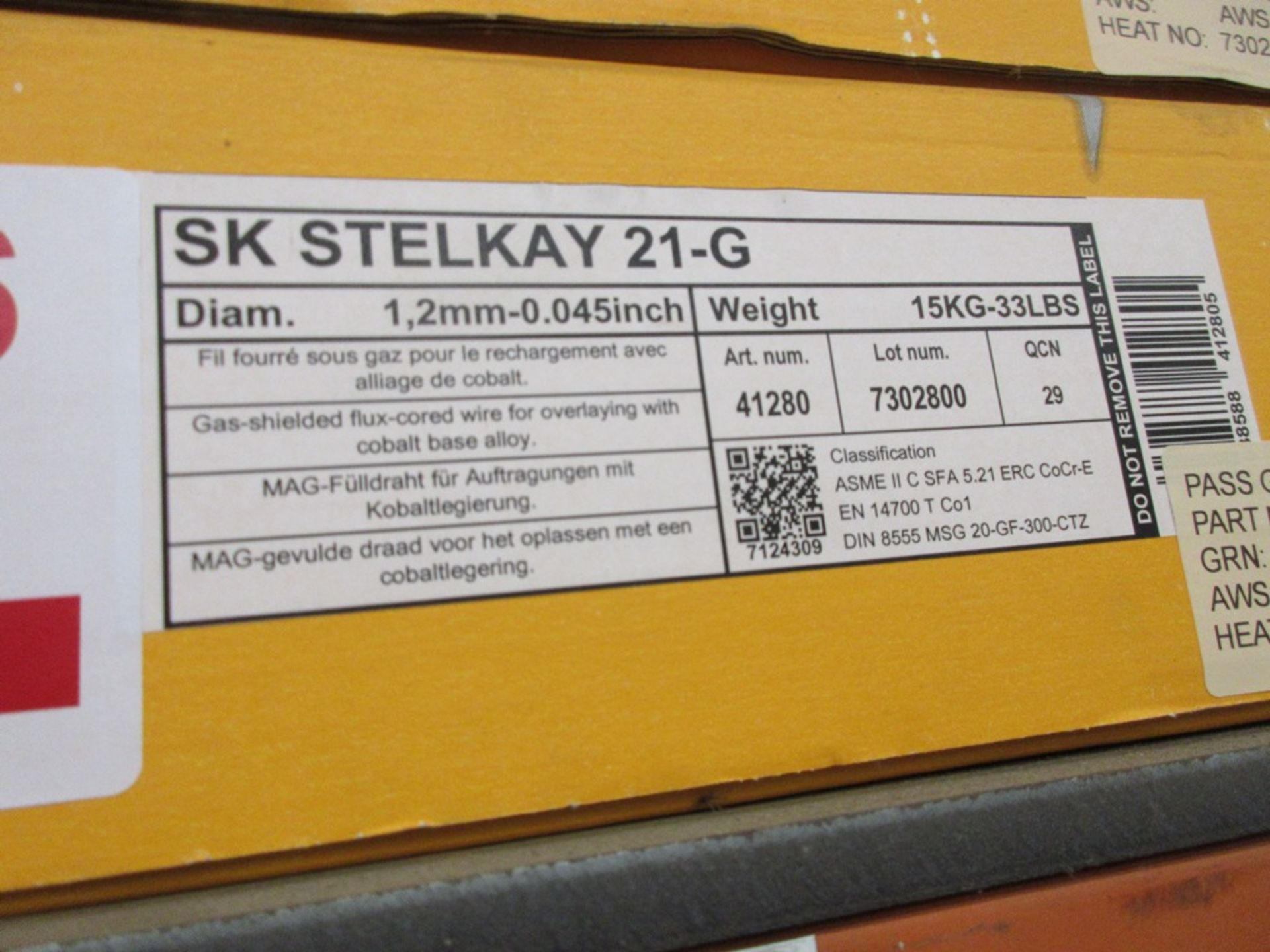 Four reels of SR Stelkay 21-G welding wire, part no. ERCOCRMO 21G/1.2 - Image 2 of 3