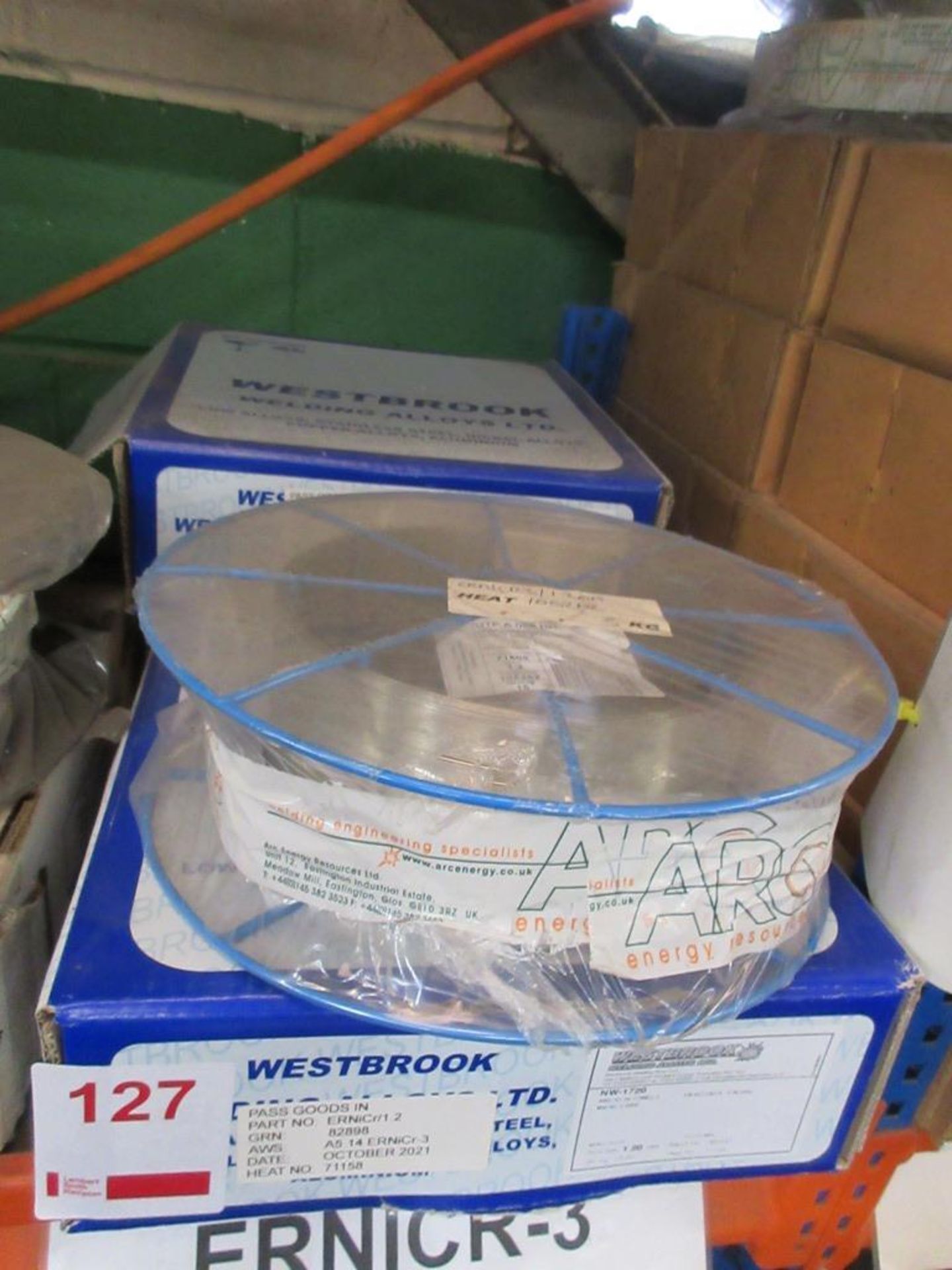 Four reels of NW-1720 nickel alloy filler wire, part no. ERN1CR/1.2
