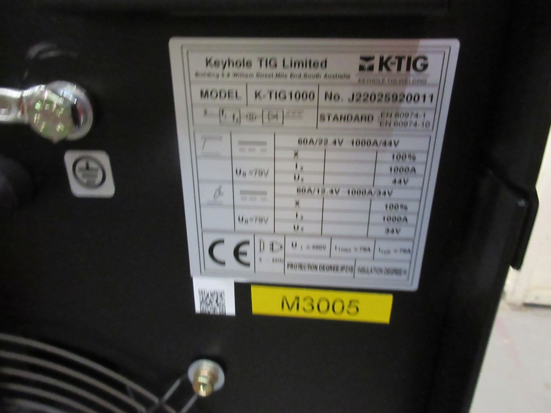 K-Tig Key hole tig welding system to include: - K-Tig 100 digital inverter SMAW-Tig arc welding - Image 3 of 12
