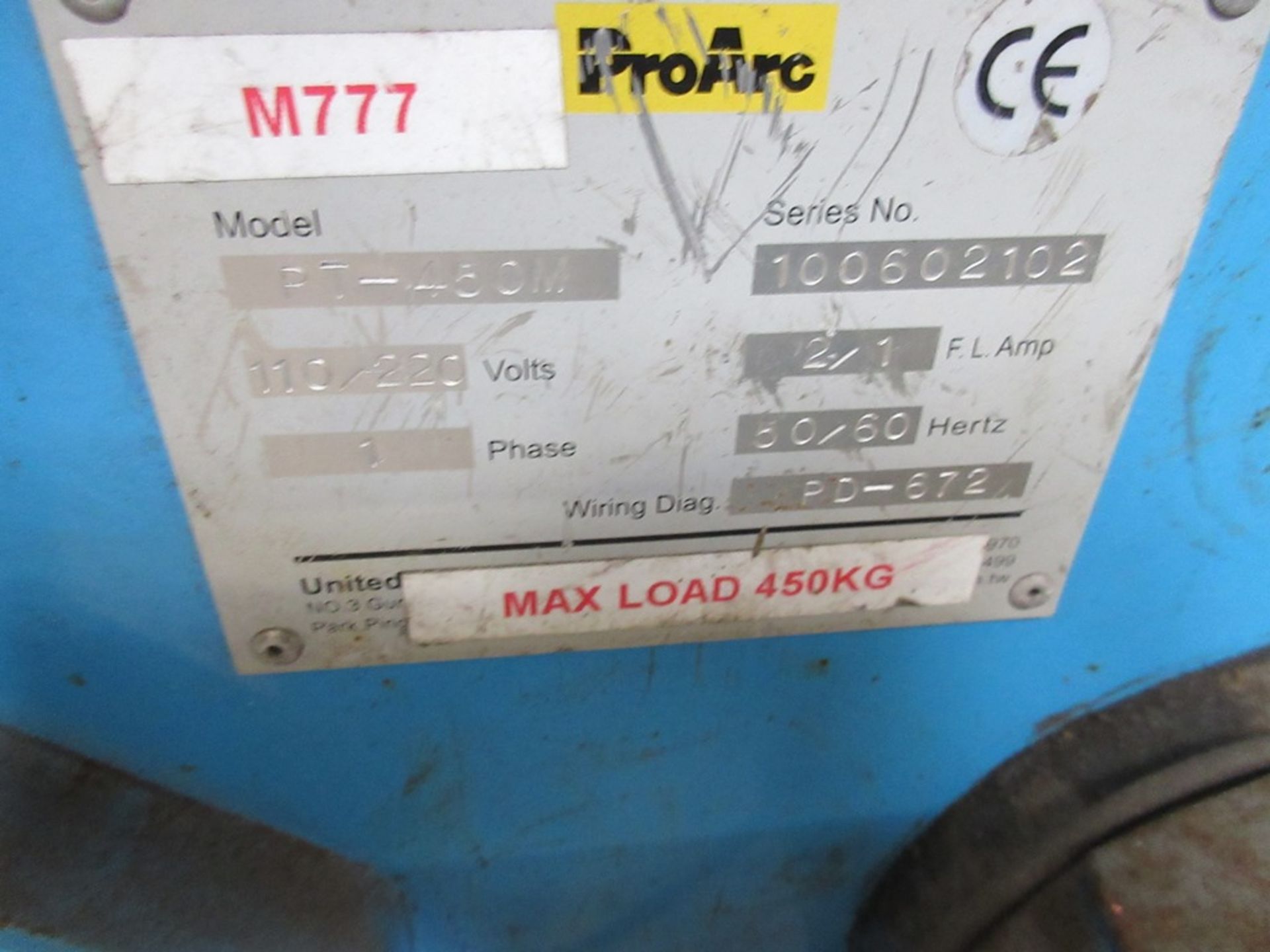Three ProArc welding positioners models: PT-450M, PT-452, CB-001-12 serial nos. 131200501, - Image 3 of 6