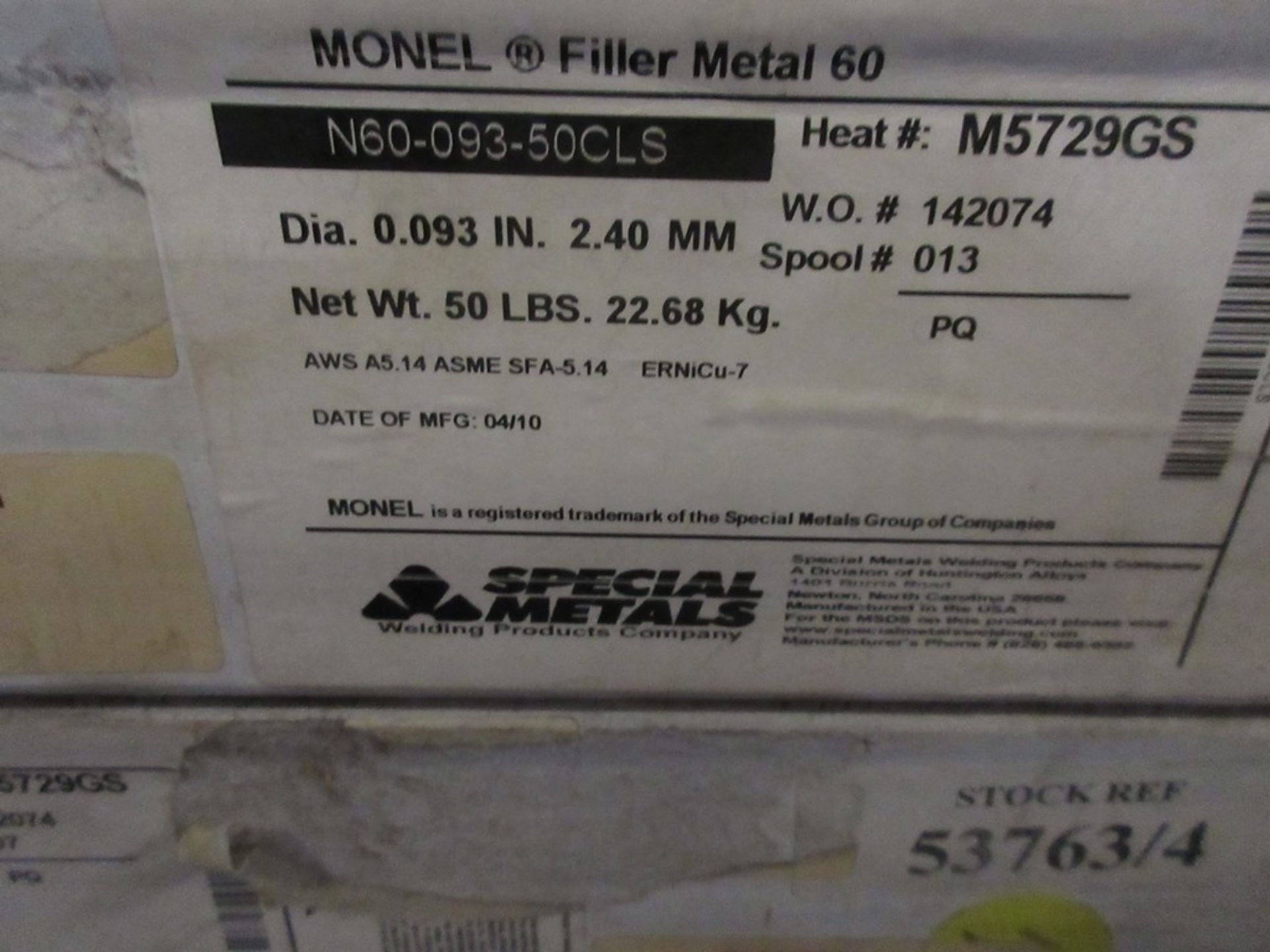 Four reels of Monel filler metal 60, part no. ERNICU7/2.4 - Image 2 of 3