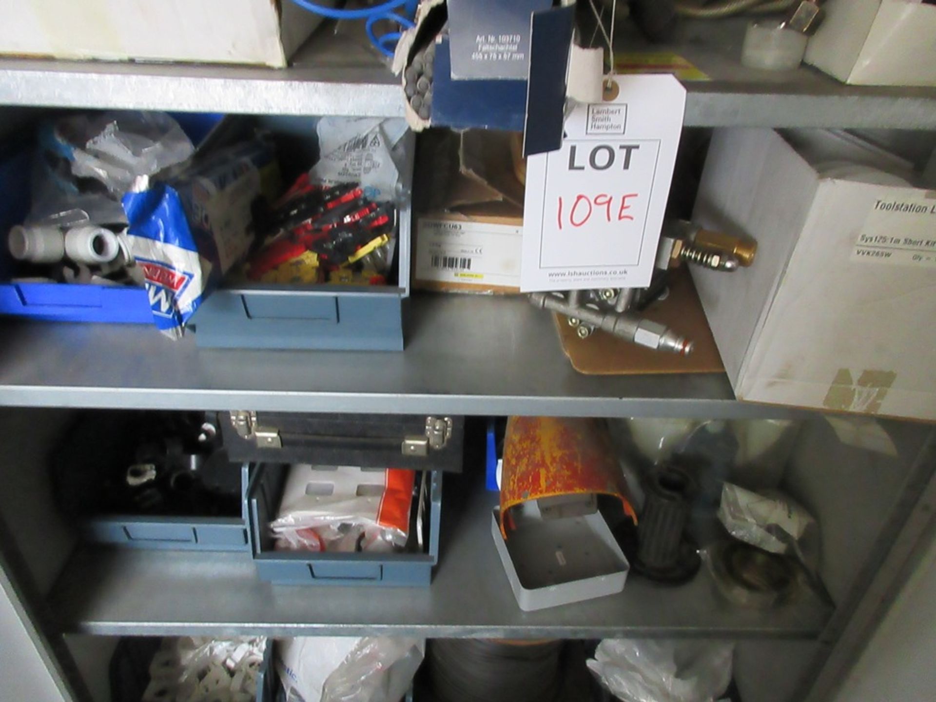 Cupboards and contents including various machine parts, pipe clips, push fit connectors, circlips, - Image 3 of 5