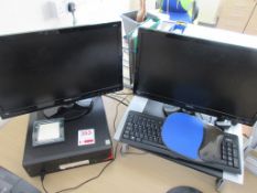 Fujitsu Core i5 computer system with 2 x Benq flatscreen monitors, keyboards