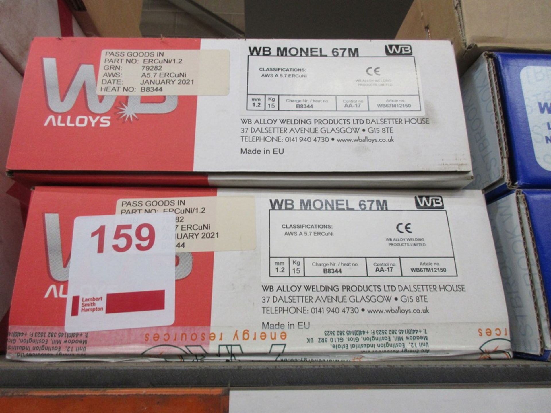 Two reels of WB Monel 67M welding wire, product ERCUMI/1.2