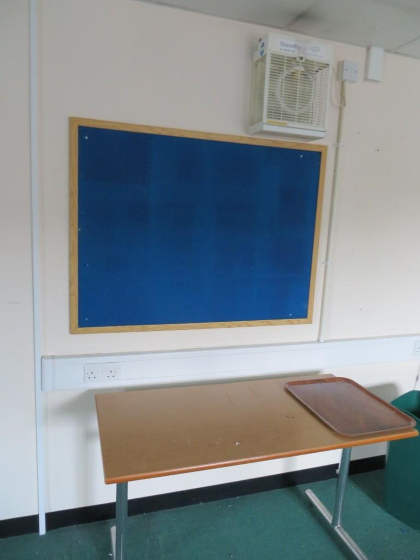 Contents of room to include 5 various tables, 7 cantilever chairs, dry wipe board, 2 notice boards - Image 2 of 5