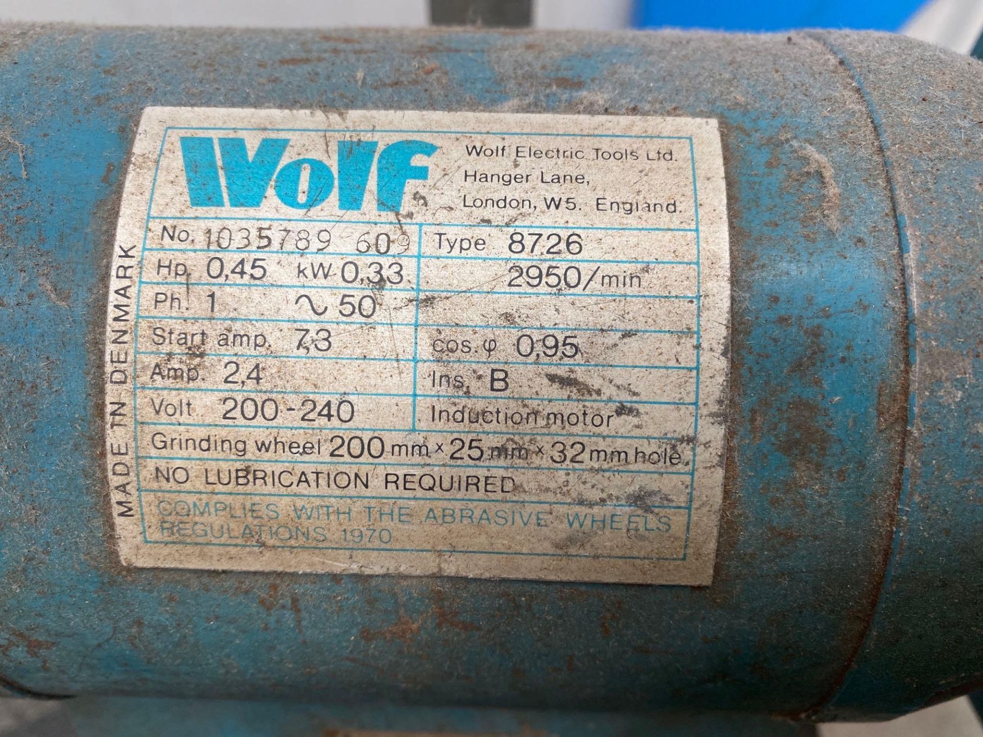 Wolf double ended pedestal grinder, type 8726 - Image 3 of 4