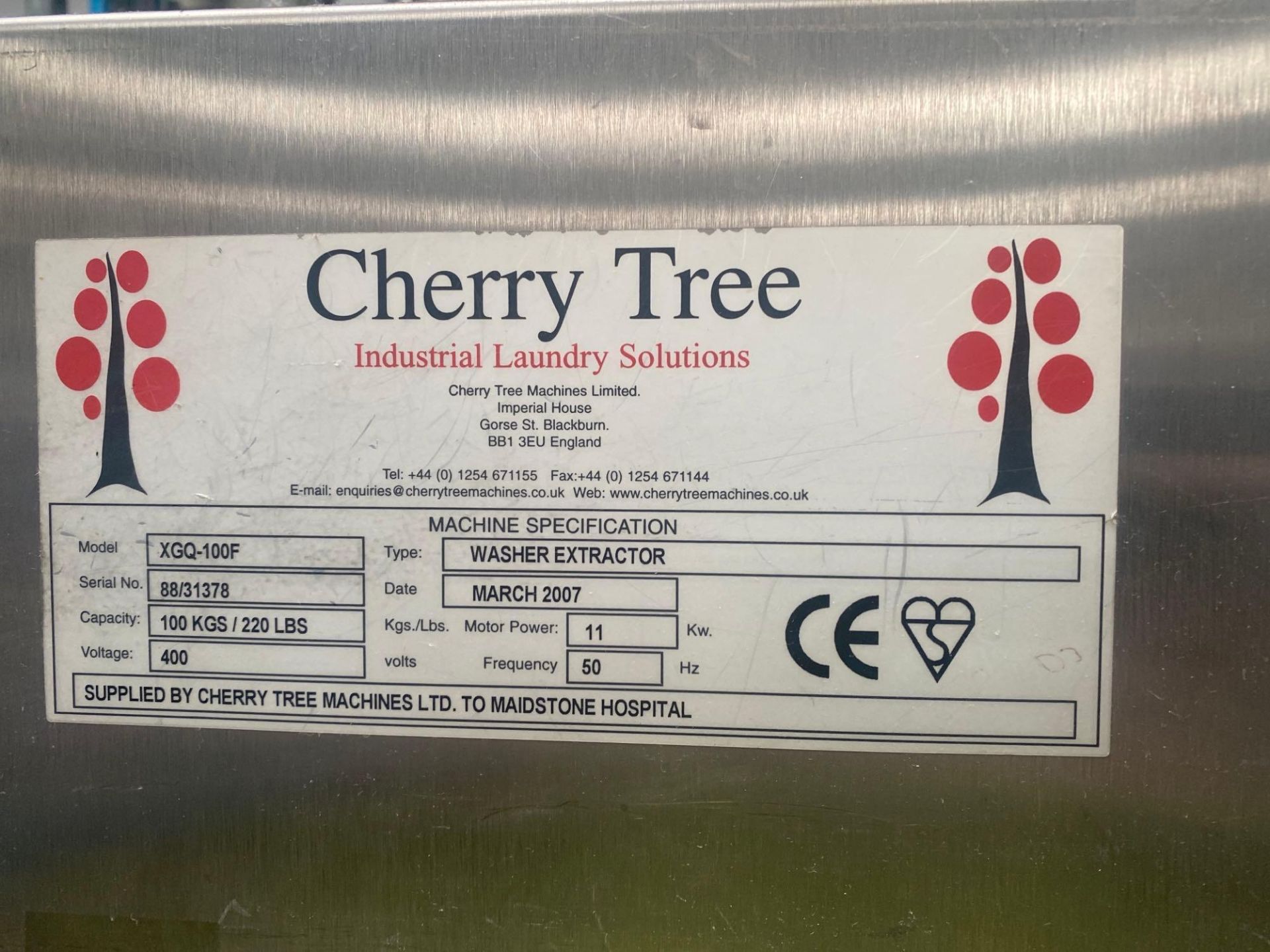 Cherry Tree Sealion 100Kg Washer Extractor, serial No 88/31378,  (2007), No 3 - Bild 5 aus 8