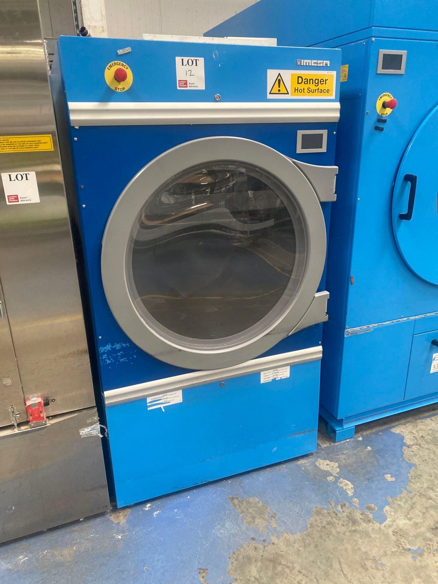 Imesa tumble dryers 34kg model D341MBV25JBSB, Serial no E201905051, Dryer No 1, (2019)