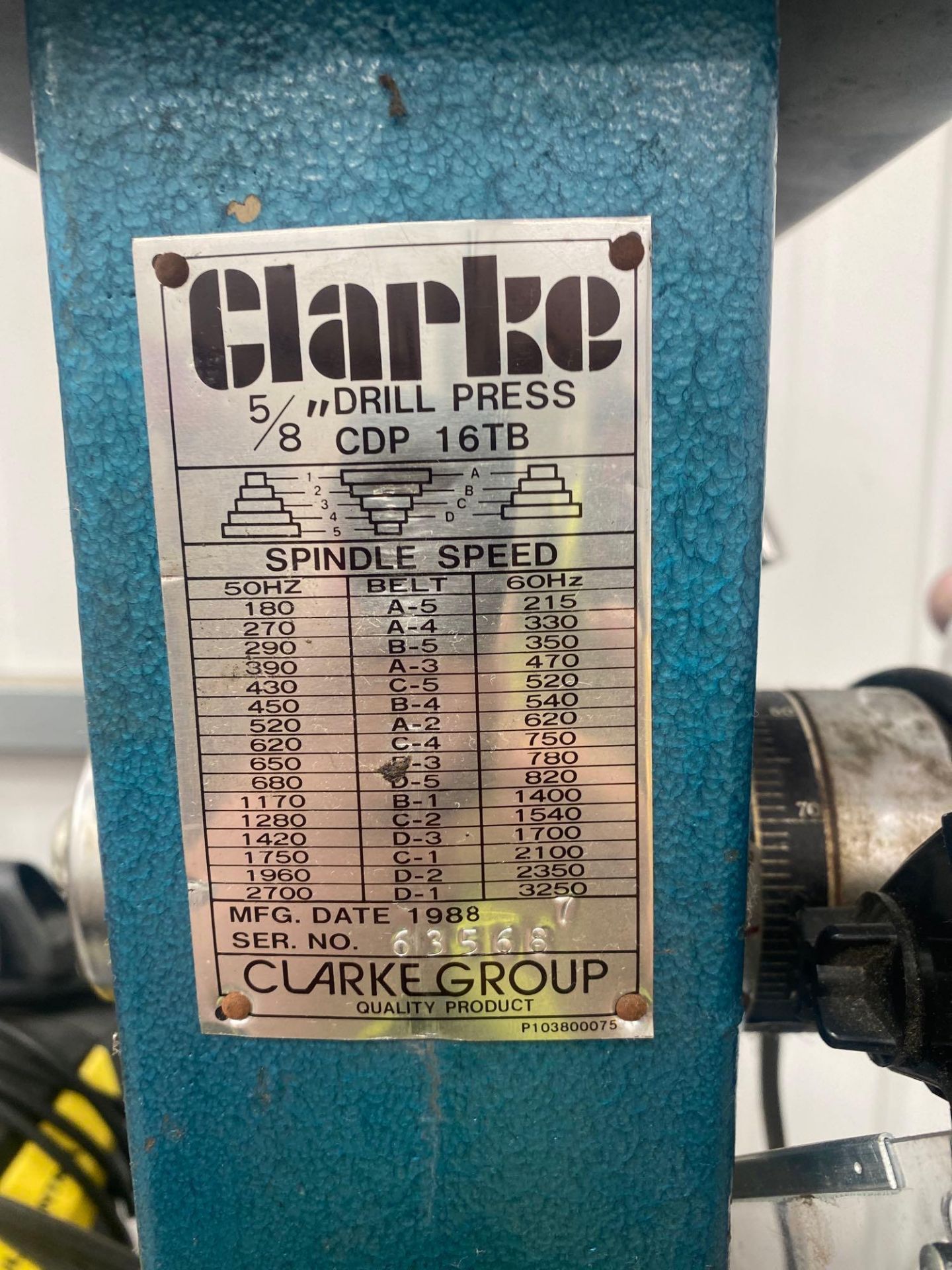 Clarke 5/8 drill press, model CDP 16TB complete with machine vice - Image 3 of 4