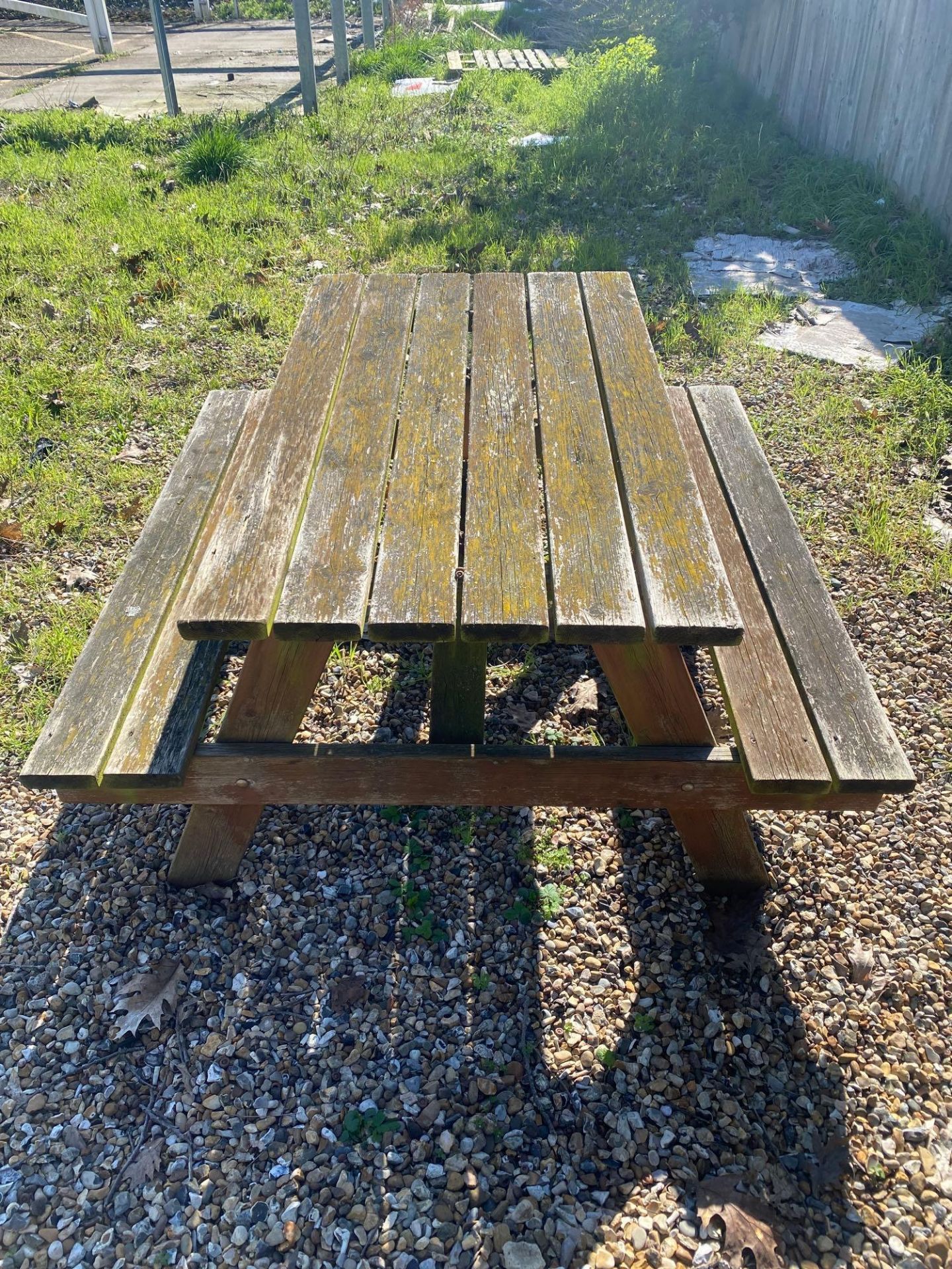 Two wooden picnic benches - Image 2 of 3