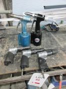 Five assorted pneumatic hand tools