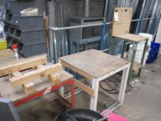 Six assorted workbenches and cabinets, as lotted