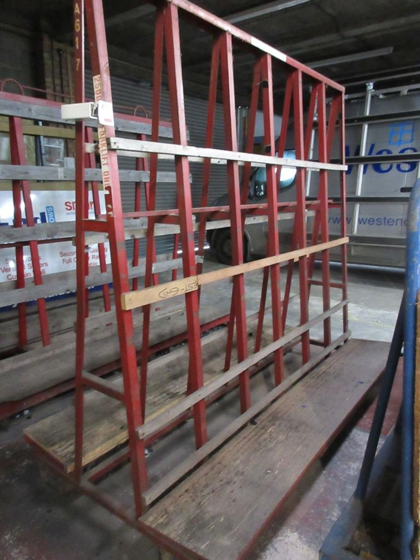 Metal 'A' frame double sided material rack, 2350mm x H: 2.1m