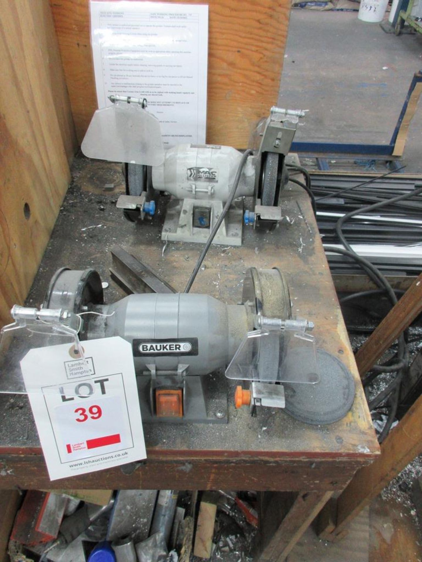 MAC Allister and Bauker double ended bench grinders, 240v