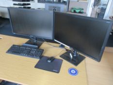 HP Core i3 computer system, 2 x flat screen monitor, keyboard, mouse, HP Laserjet P3015 printer