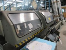 Emmegi twin head computerised cut off saw, model Twin Electra Sun TU/4, serial no M271264 (2003),