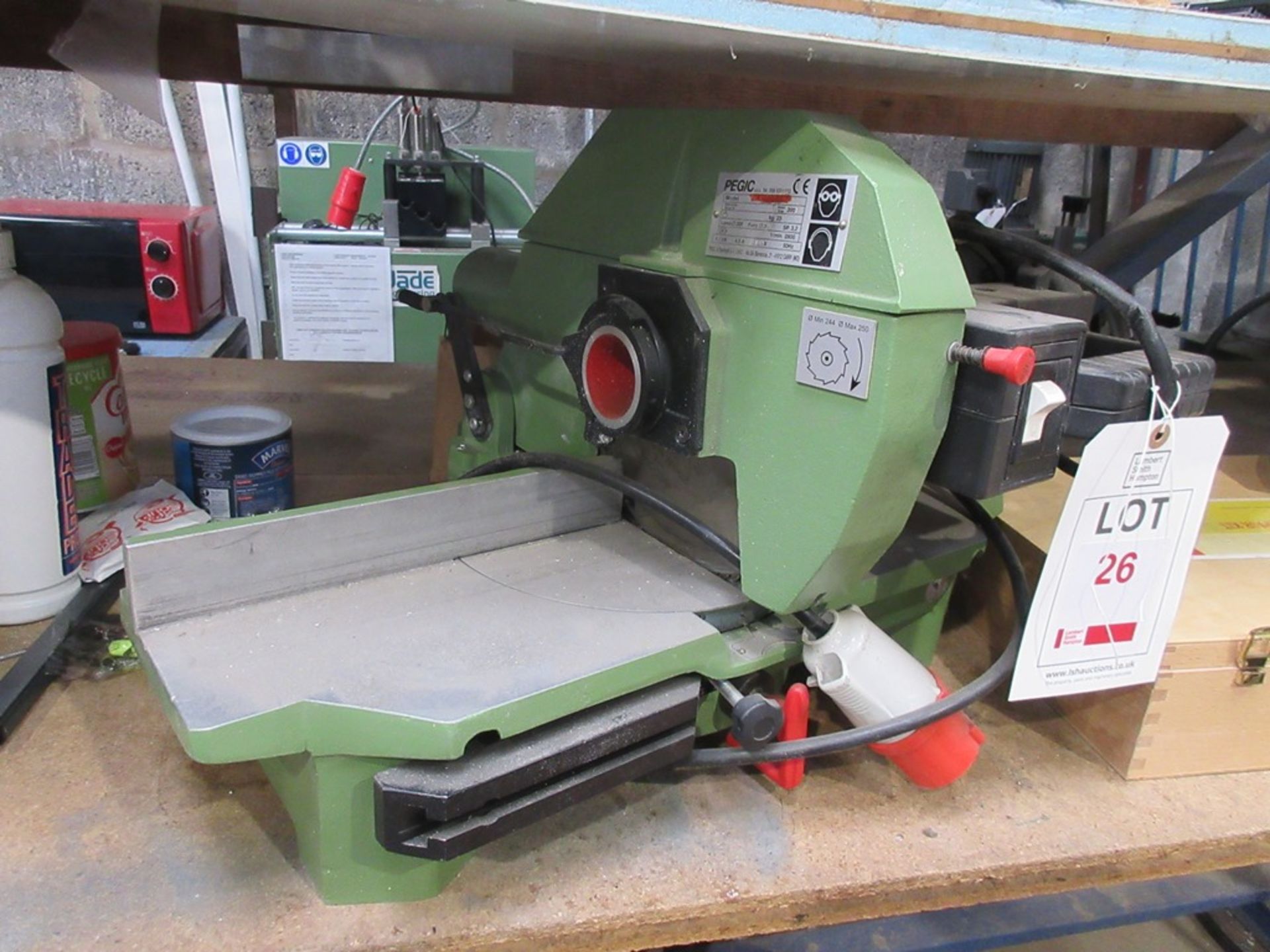 Pegic bench cut off saw mitre saw, model MEC250R, serial no. 5 (2006)