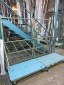 Three metal frame component trolleys, 1.1m x 1.8m - excluding contents