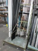 Two metal frame component trolleys, 1.1m x 1.8m - excluding contents