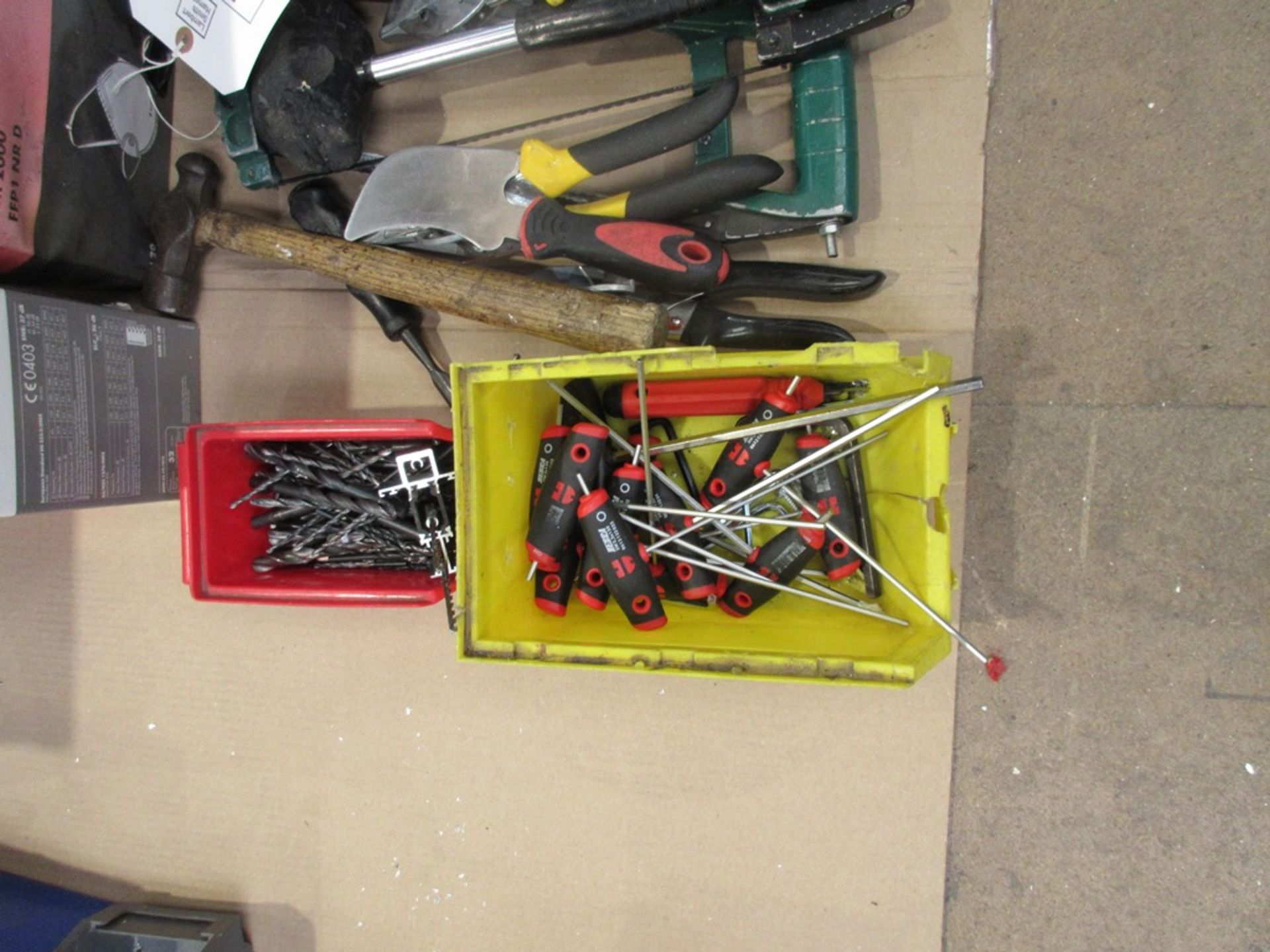 Quantity of assorted hand tools including saws, cutters, allen keys, drill bits, dusk masks etc. - Image 5 of 6