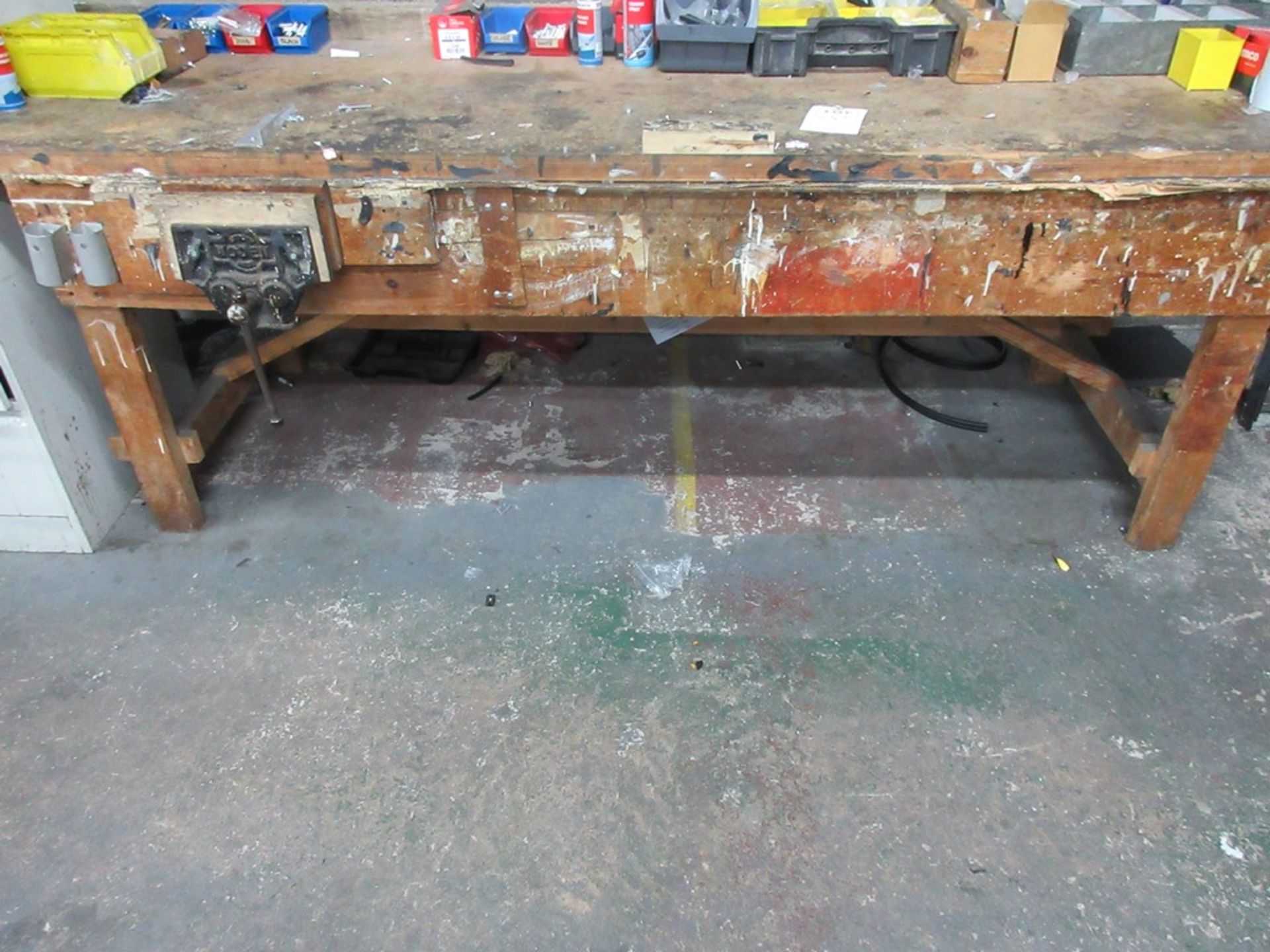 Timber frame workbench with carpenter vice, 2.5m x 900mm