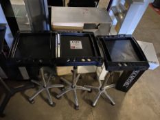 Three hairdressing tray trollies