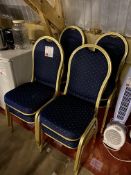 Eight upholstered gold framed blue chairs