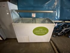 Glass fronted ice creama serving freezer, model E4373500TC, with undercounter freezer/storage, 124cm