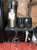 Hot water dispenser, Russell Hobbs 4 slice toaster, Samsung microwave