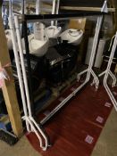 Three long framed clothes hanging rails (2 white, 1 black)