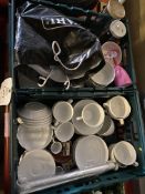 Two crates of assorted crockery