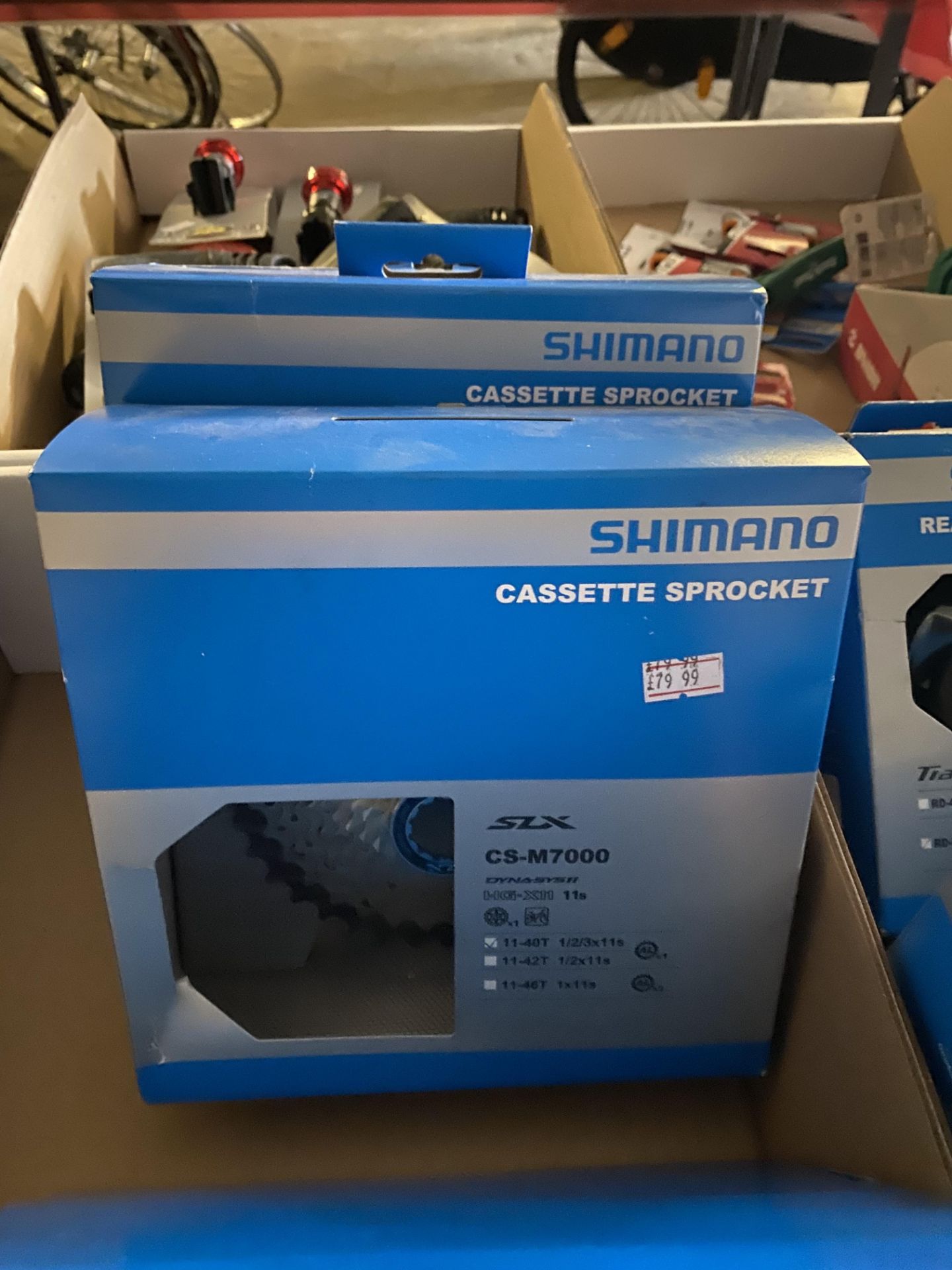 Shimano cassette sprockets, shift/brake lever, electric wires and small parts set - Image 2 of 3