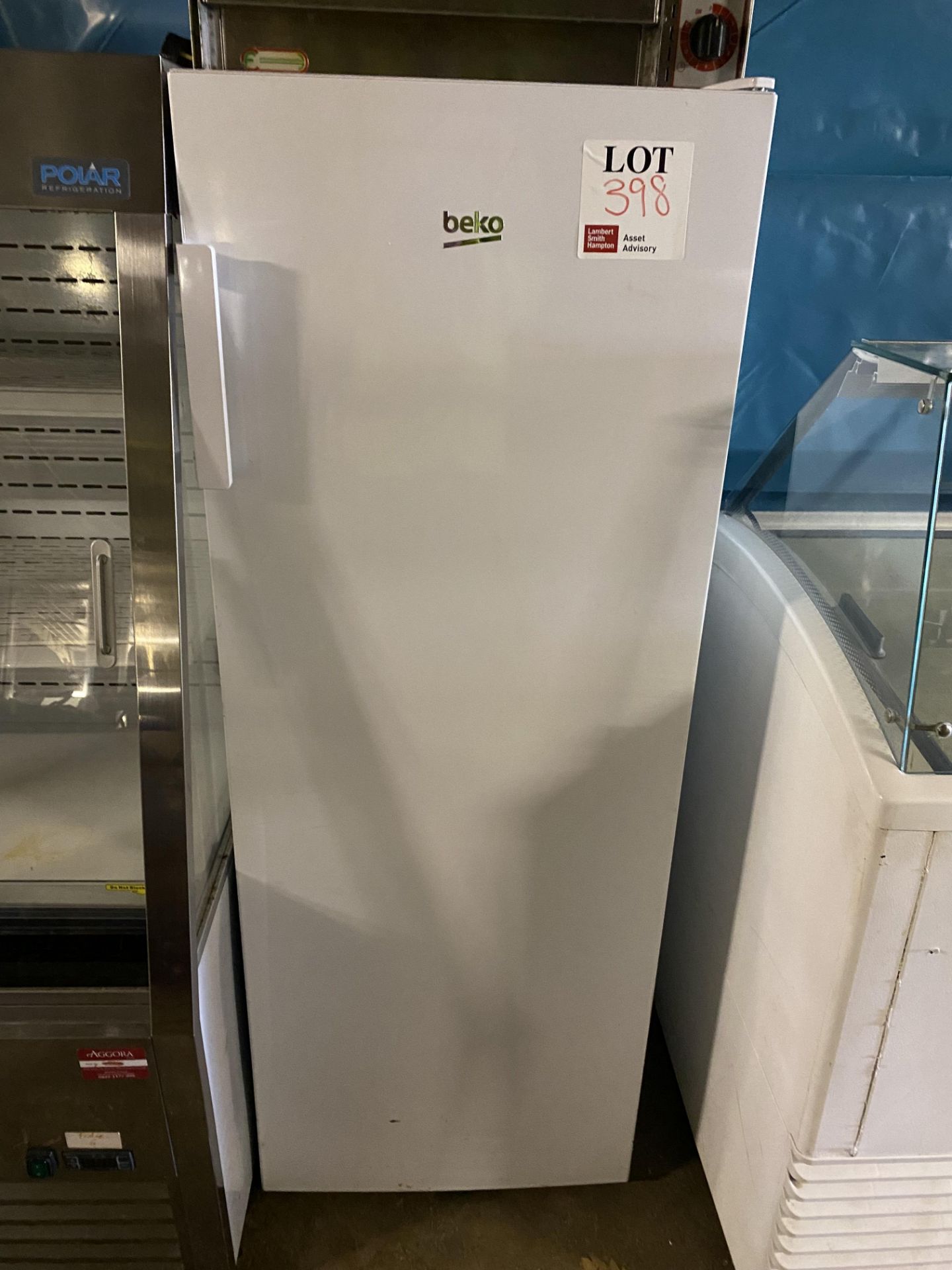Beko upright domestic fridge, approx 145cm tall (working condition unknown)