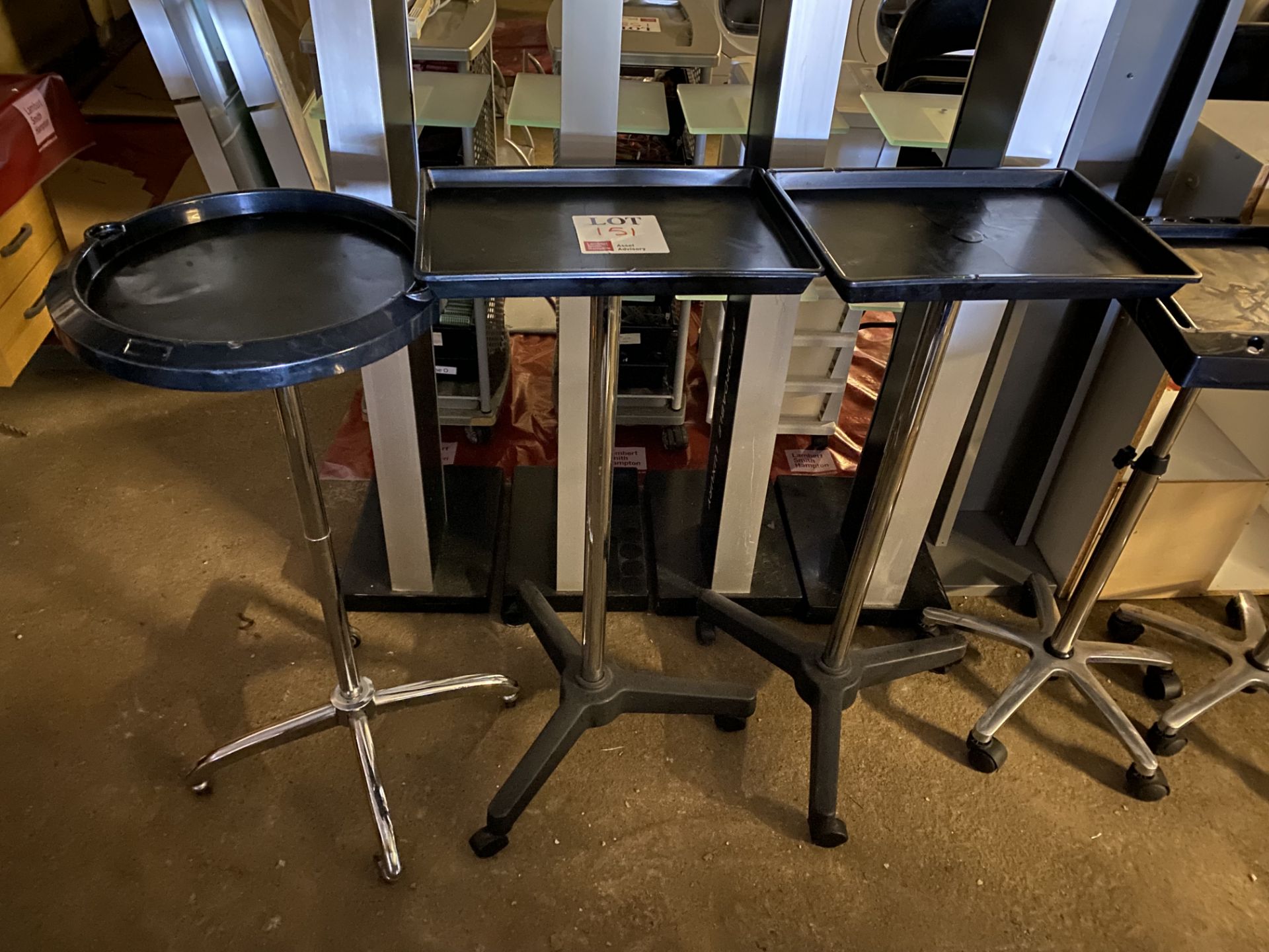 Three hairdressing tray trollies