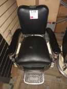 Black leather upholstered hydraulic salon chair (no head rest)